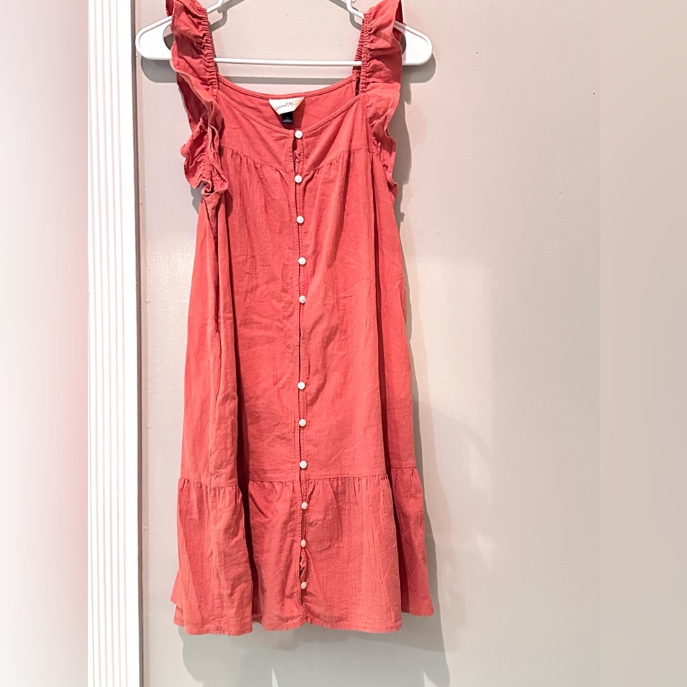 Girls' Coral Button-Down Dress